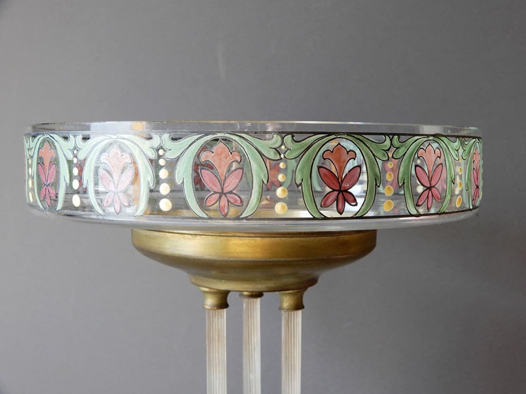 脚付きガラス皿 真鍮台座 ガラス柱