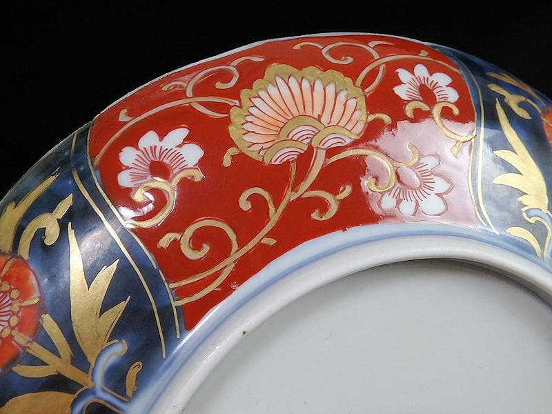 古伊万里　金襴手　雲龍に花の図　６寸皿　D520AS-CAr