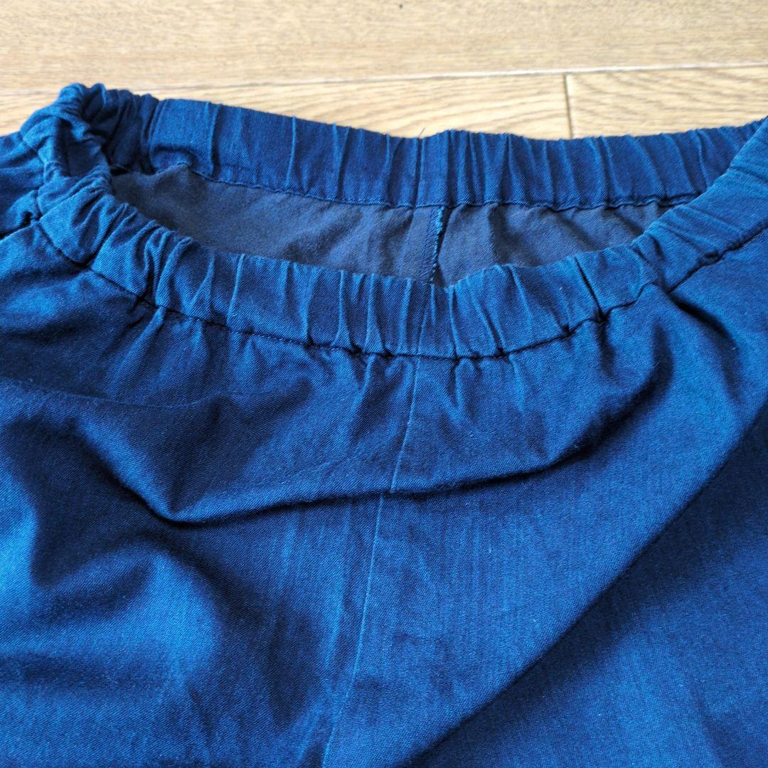 アルベロベロ♥️ぶたさん刺繍ネイビー サルエルパンツ インディゴ染め