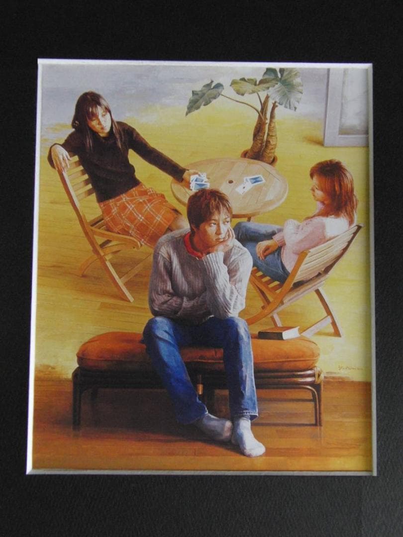 弥富節子、【時の行方】、希少な額装用画集より、新品額装付