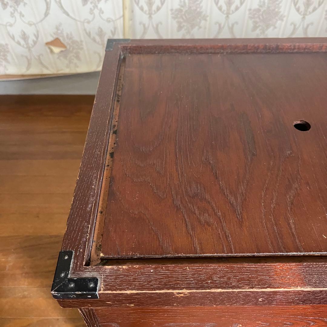アンティーク】昭和レトロ 木製 関東火鉢 長火鉢 引き出し付 囲炉裏 古道具