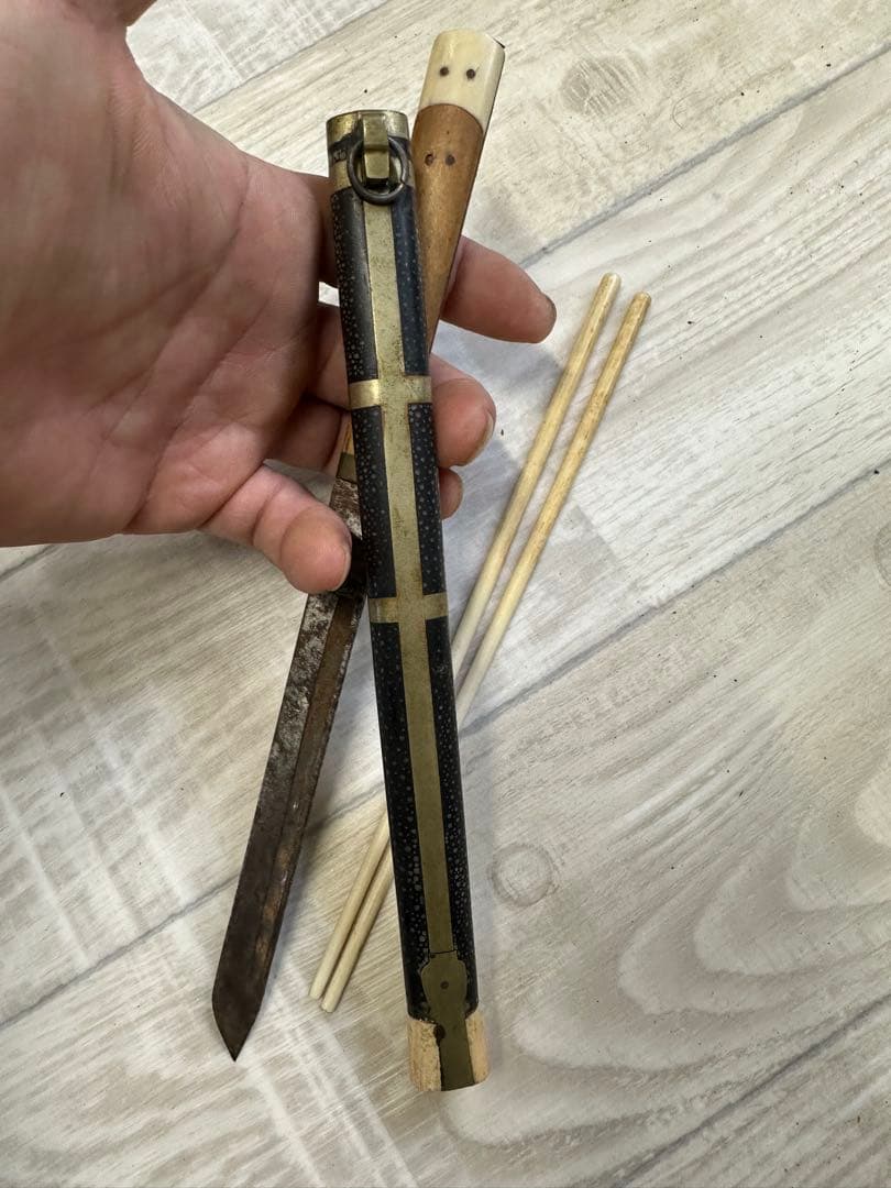 中国 清時代携帯用お箸とナイフ