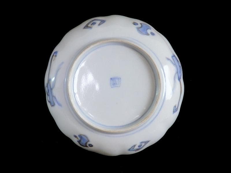 古伊万里　金襴手　富士に梅　笹に柘榴の図　４寸皿　５客　上手　145AS-CBh