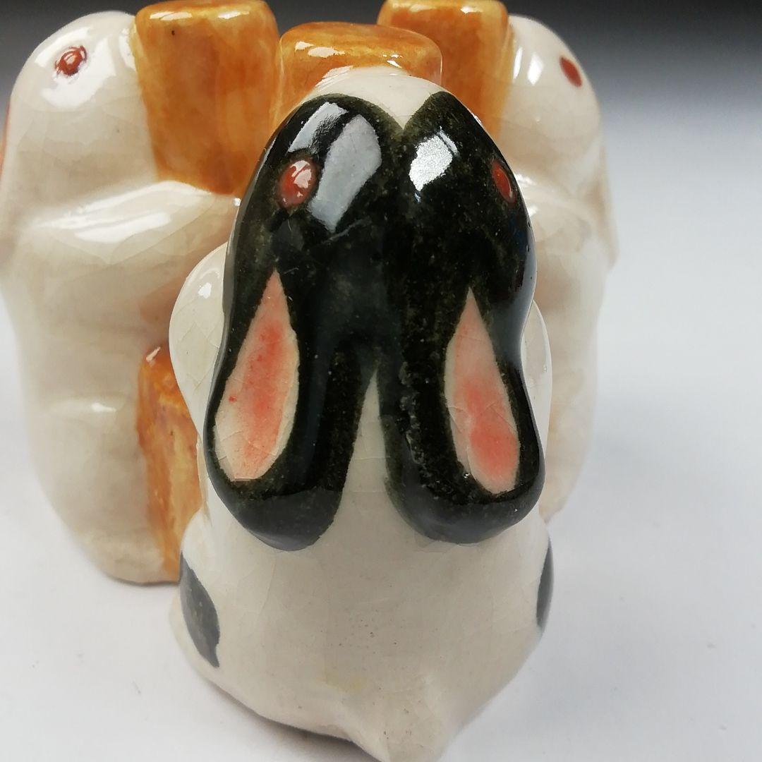 T749 蓋置 『三ツ兎 蓋置』『伊東桂楽 造』 共箱 茶道具