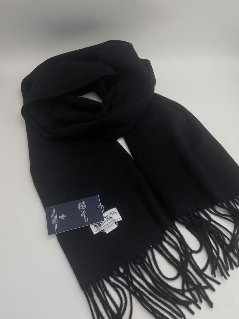 ジョンストンズ JOHNSTONS マフラー 中判ストール スカーフ ブラック
