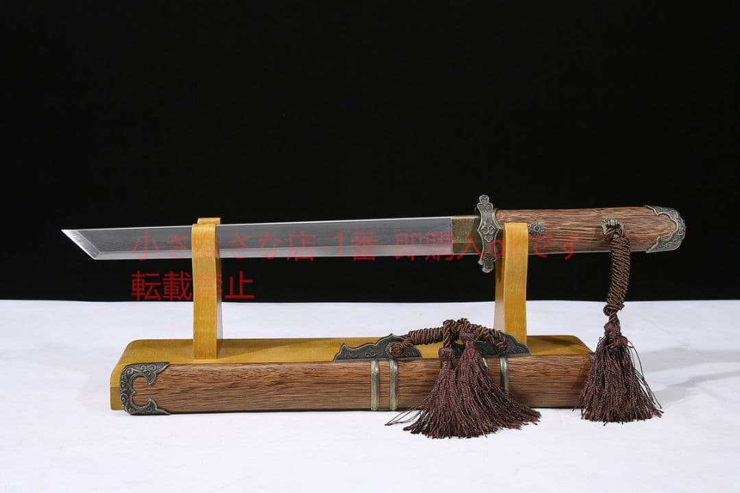 12寸花梨木唐横刀剣模様鋼  古兵器 武具 刀装具 日本刀 模造刀 居合刀