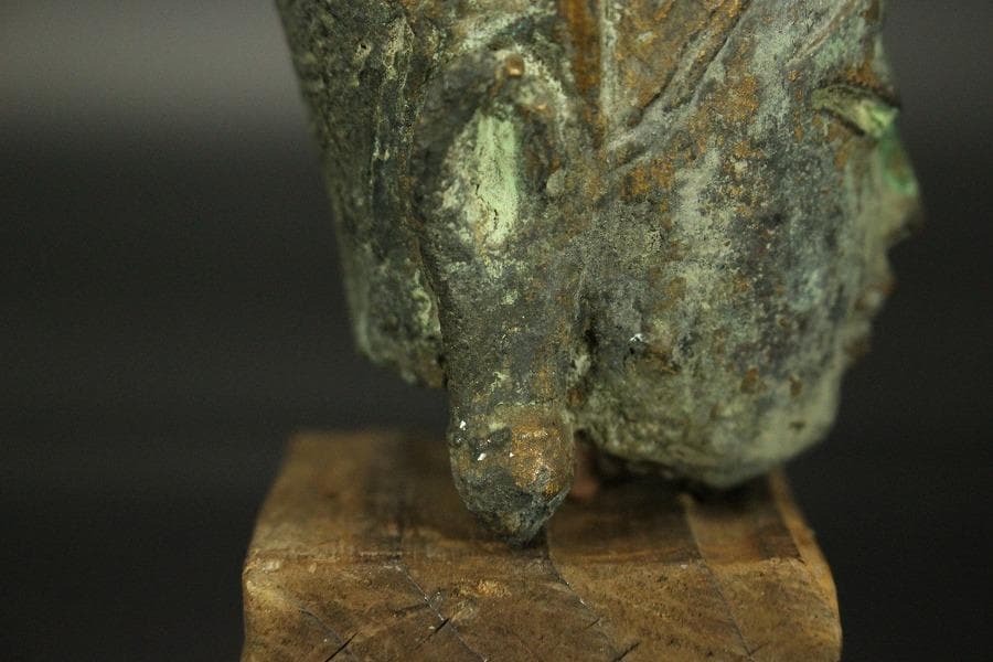 東南アジア美術 ガンダーラ 古銅 仏頭 高13.3cm(LC324)