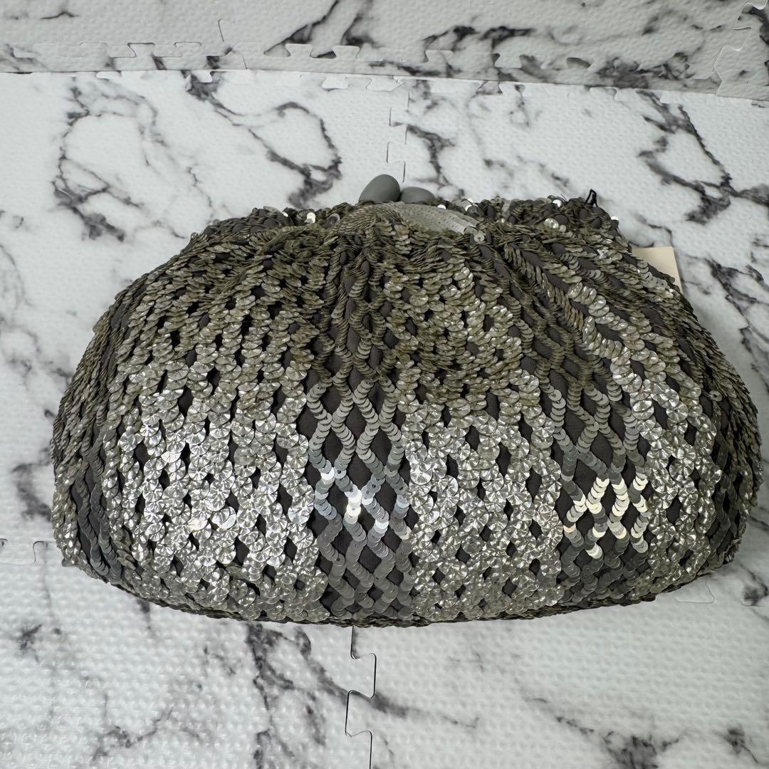 【未使用タグ付き】ジャマンピュエッシュ　パーティバッグ　スパンコール刺繍　がま口