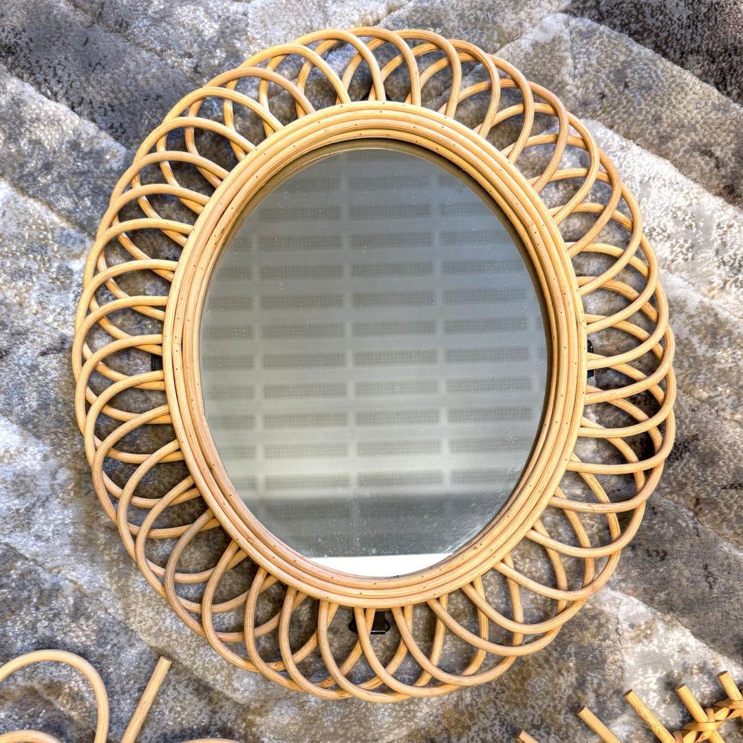 早いもの勝ち！アデペシュ rotta rattan mirror 3個セット 家具