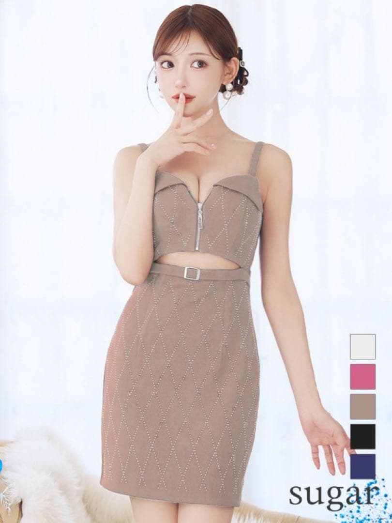 ローブドフルール Glossy キャバクラ ドレス ビジュー ラメ ジップ