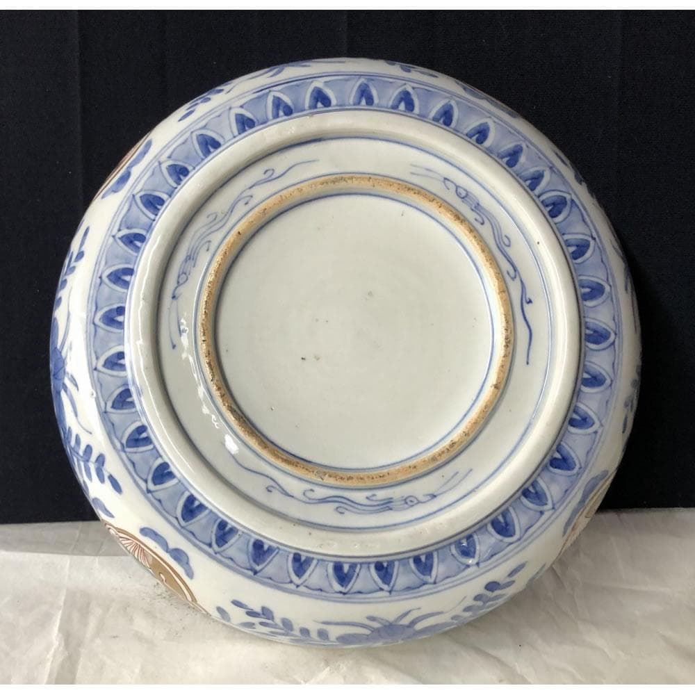 きなこ様専用 e3001 古伊万里 色絵 鉢 径22cm 二重高台