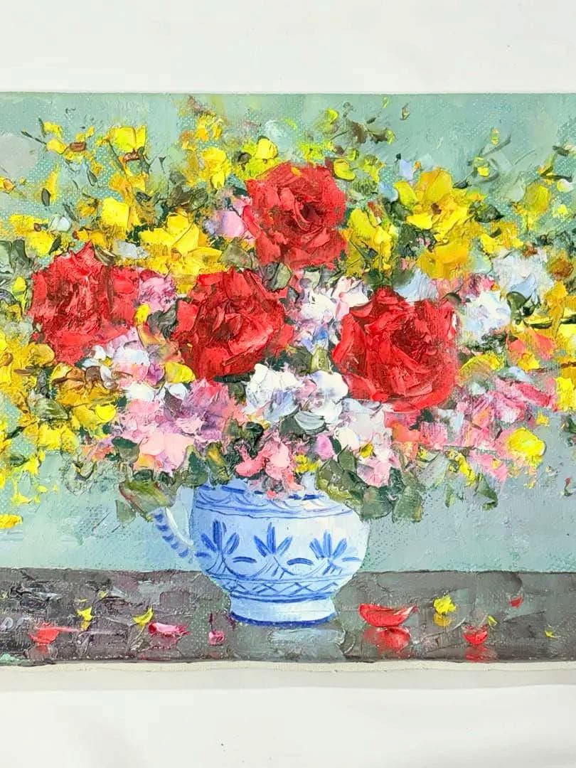 「薔薇」 　堀哲夫 【肉筆】油絵 油彩画 絵画 日本画 アート 花 直筆サイン有