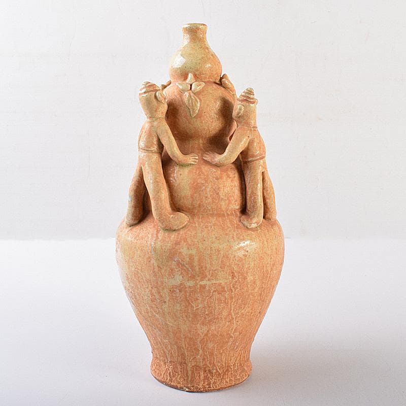 中国 自然釉 人物四耳壷 V R7644 上海 香港