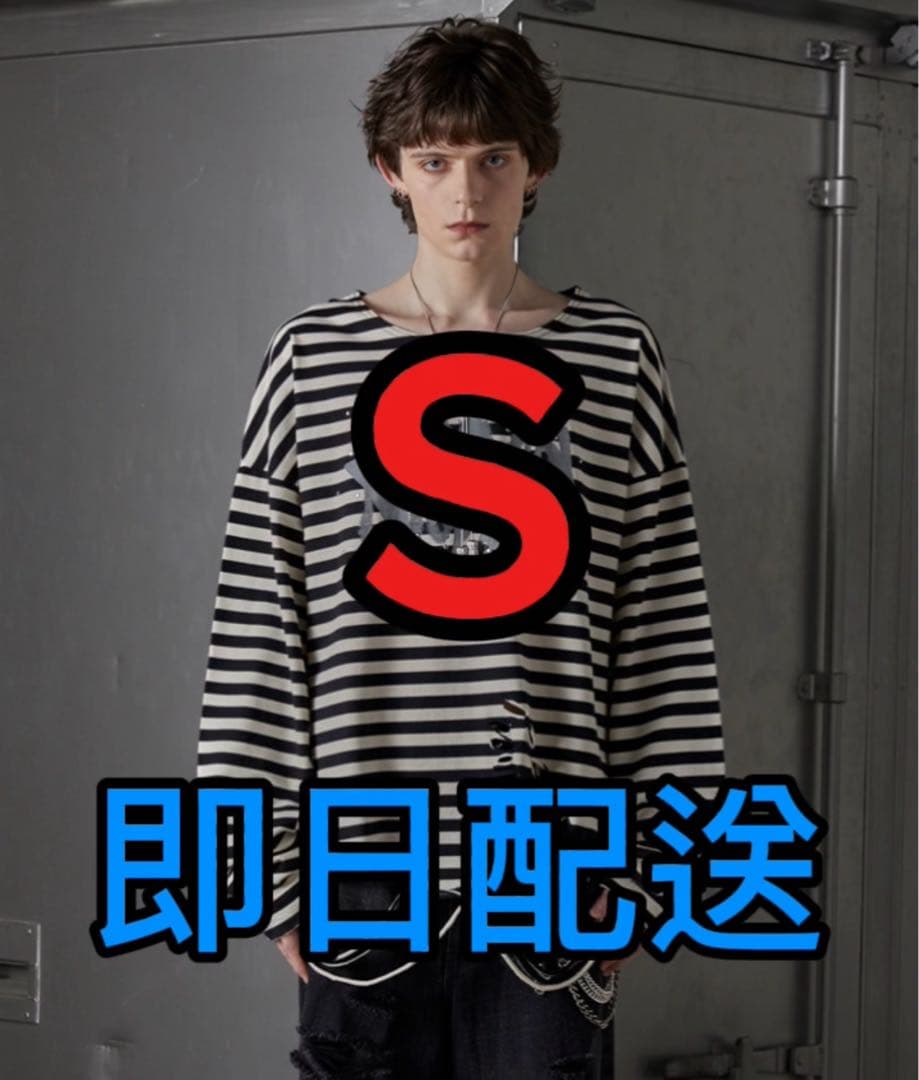 GRANCY】総柄ラインストーングラフィックロンTグランシーボーダーL