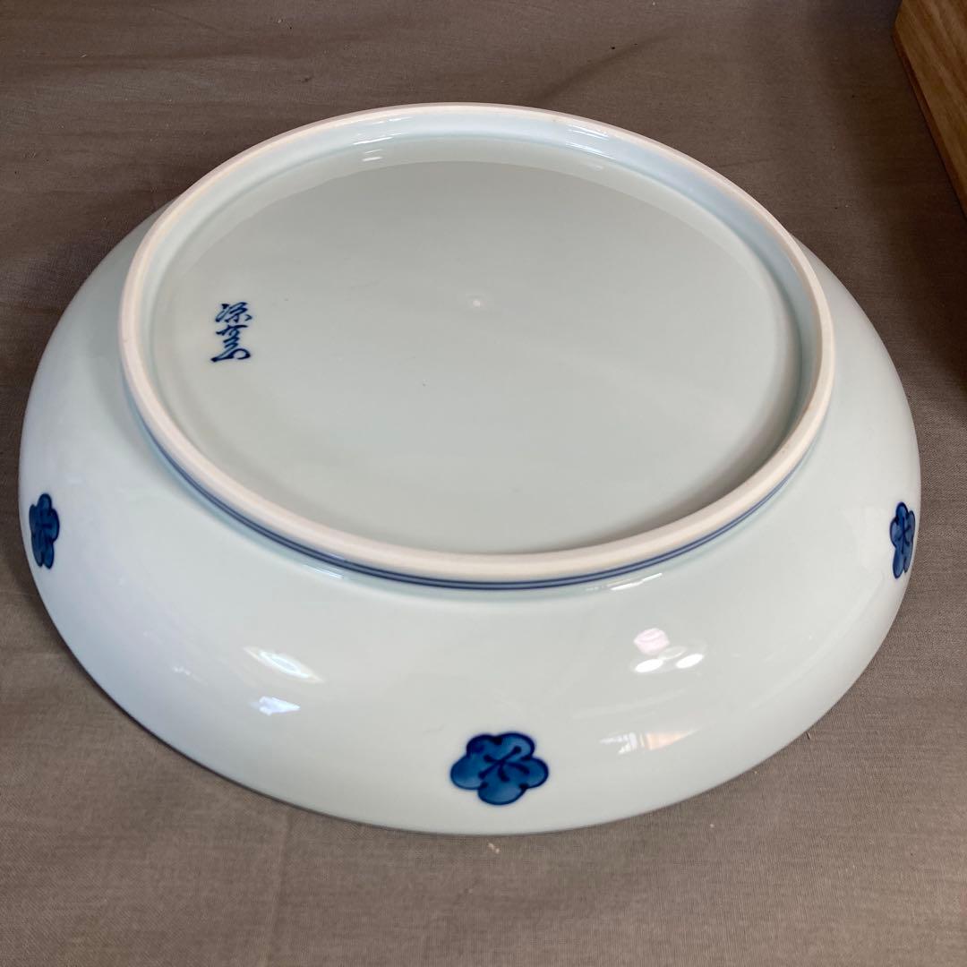 源右衛門】古伊万里の伝統 日本の名窯 舘林源右衛門作 古染付梅紋 大皿