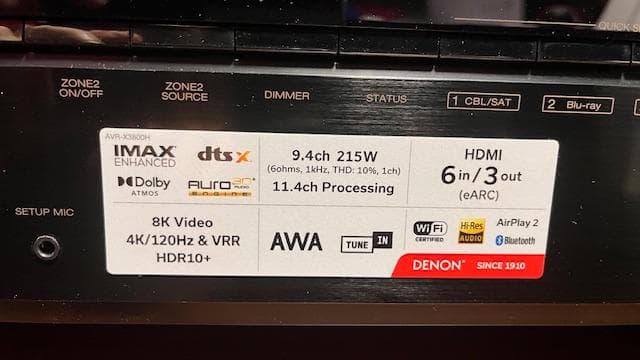 完動美品 DENON AVR-X3800H AVアンプ 25年5月28日購入