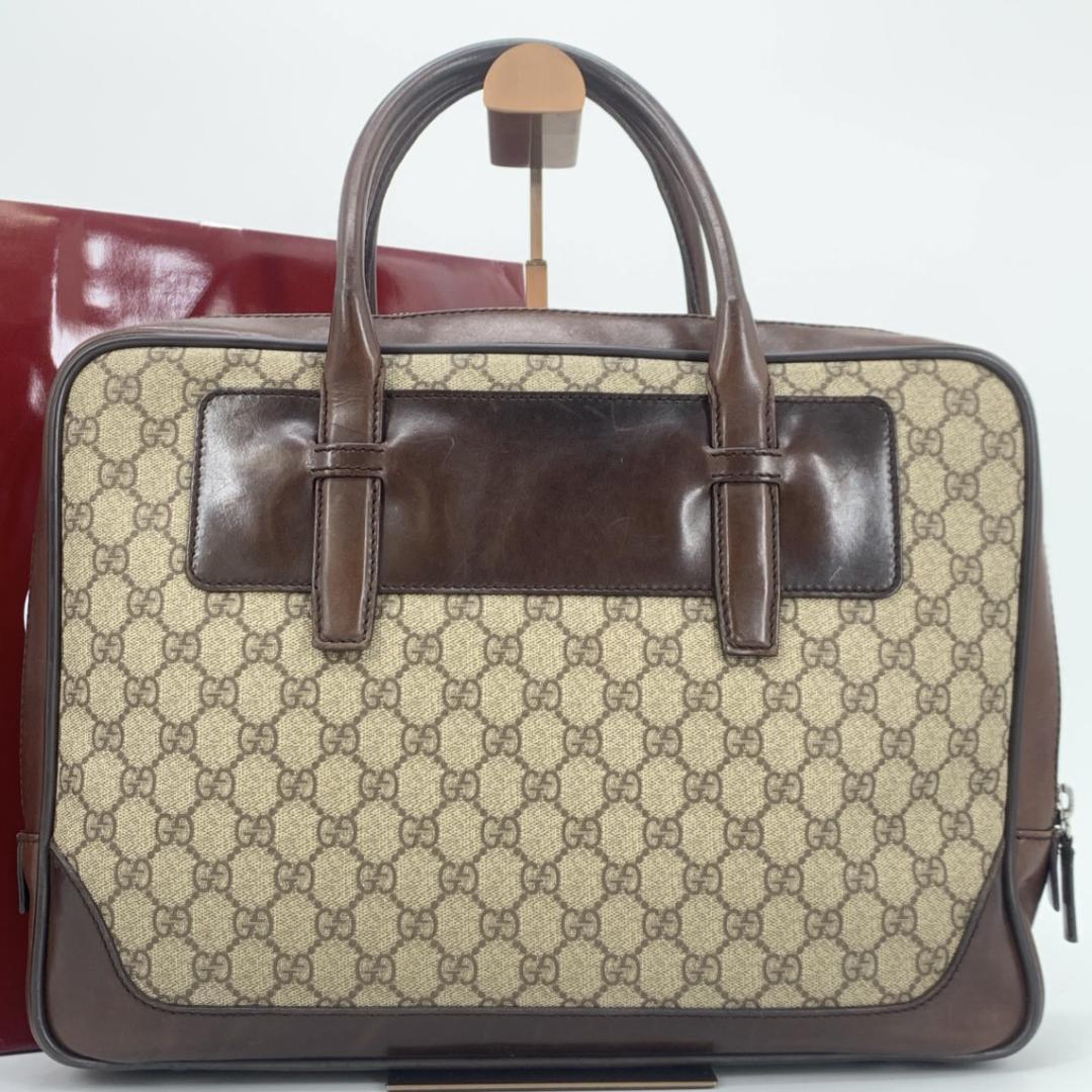 グッチ GGスプリーム GG柄 ビジネスバッグ ブリーフケース PVC ベージュ