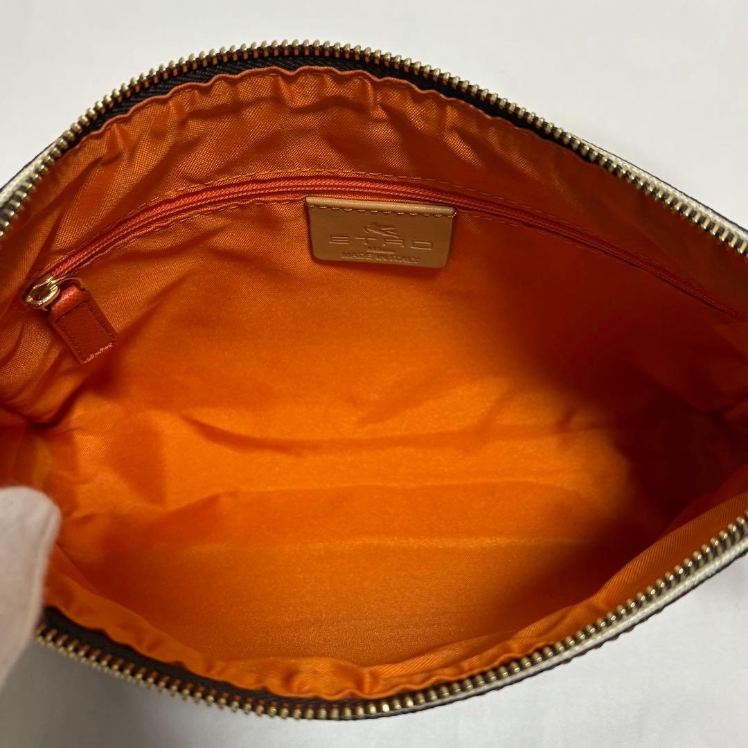 美品 エトロ ショルダーバッグ アクセサリーポーチ　ペイズリー柄 PVC レザー