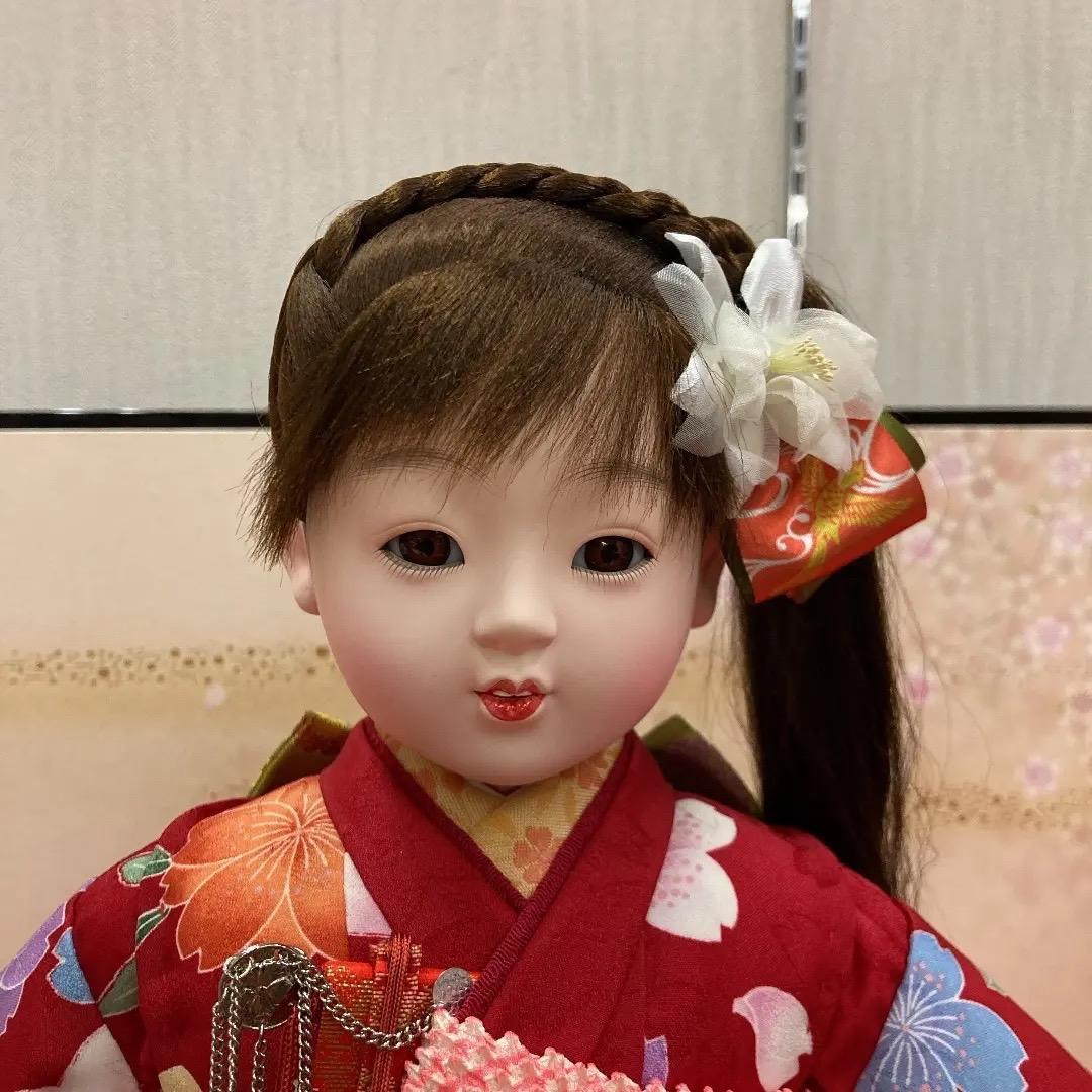 2203 可愛い市松人形 美品 市松人形 ポニーテール人形 高さ42.5㎝位