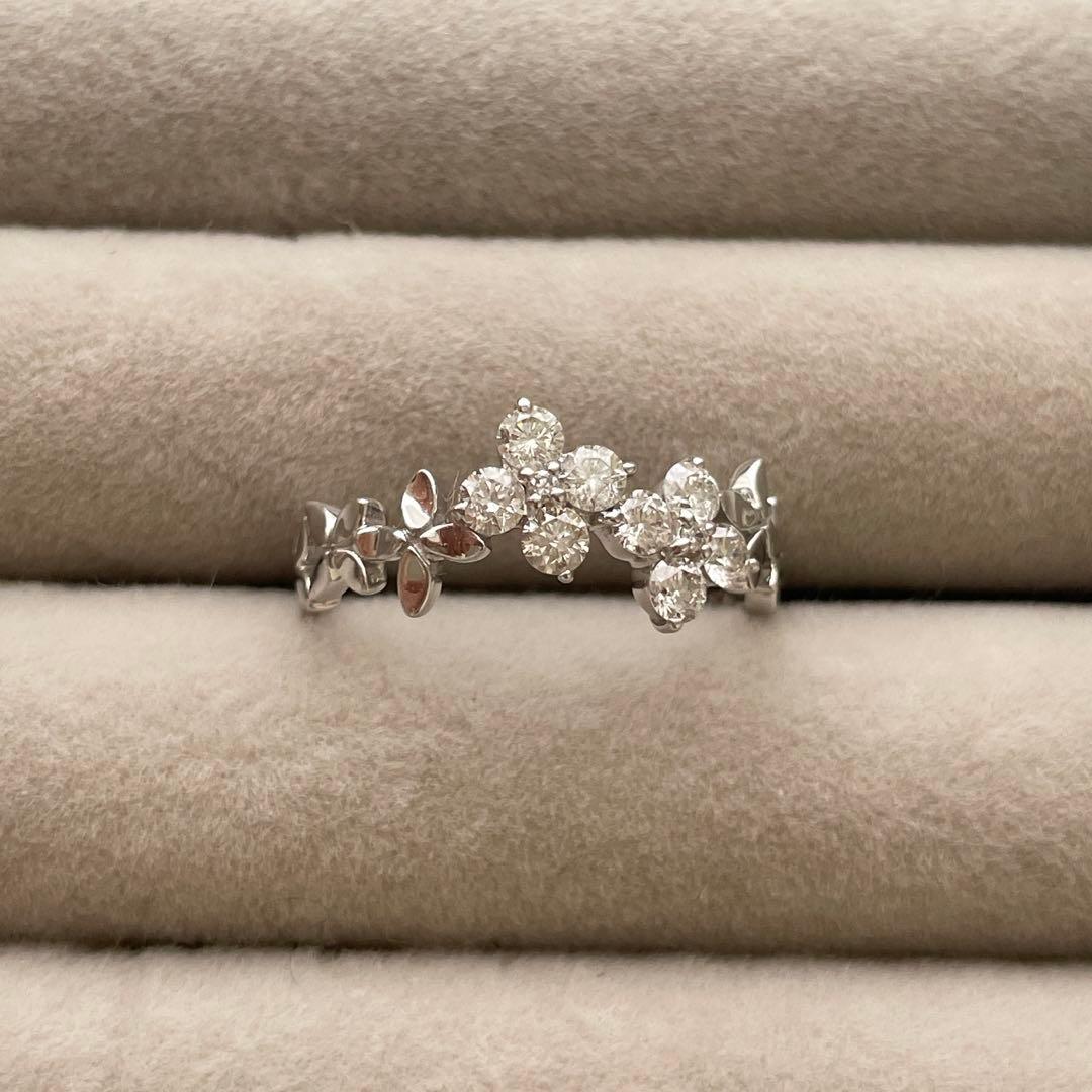 #13号♡K18WG♡0.52ct四葉モチーフリング