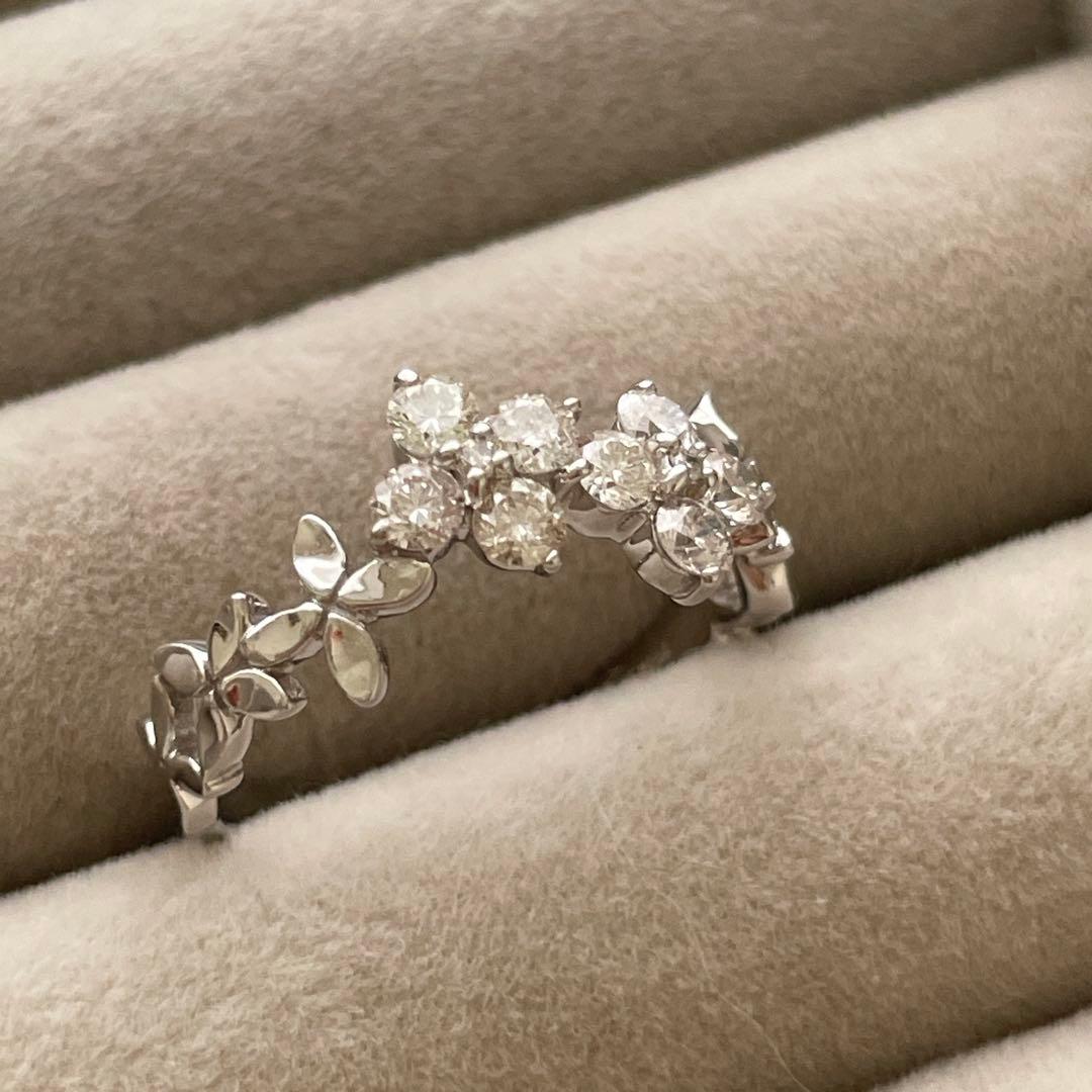 #13号♡K18WG♡0.52ct四葉モチーフリング