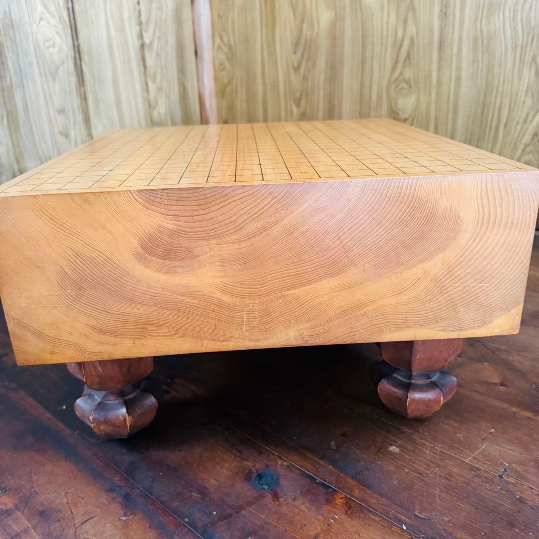 本榧　柾目　天地柾　4寸6分碁盤＋実用40号＋那智黒石＋碁笥＋桐製カバー