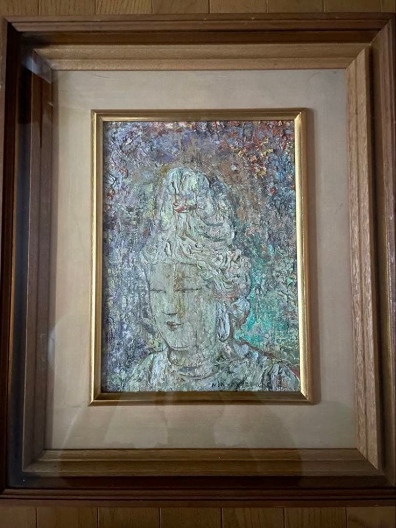 出岡実 「平安の夢」 F4 菩薩 仏画春陽会会員 安井賞展出品 仏教