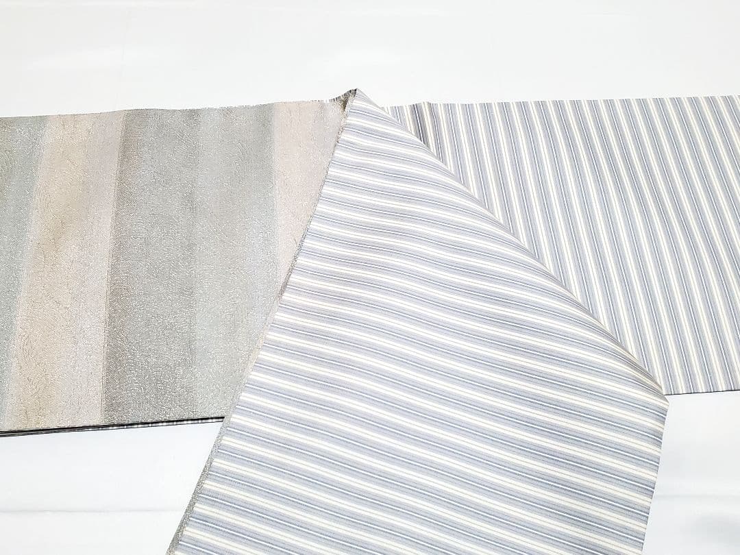 C 美品 西陣織 横縞に波 金糸 六通 正絹 セミフォーマル 袋帯の通販は