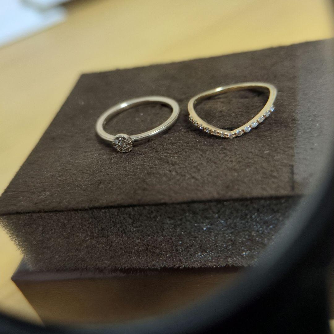 agete 18K ダイヤモンドリングと10K ダイヤモンドリング 7号