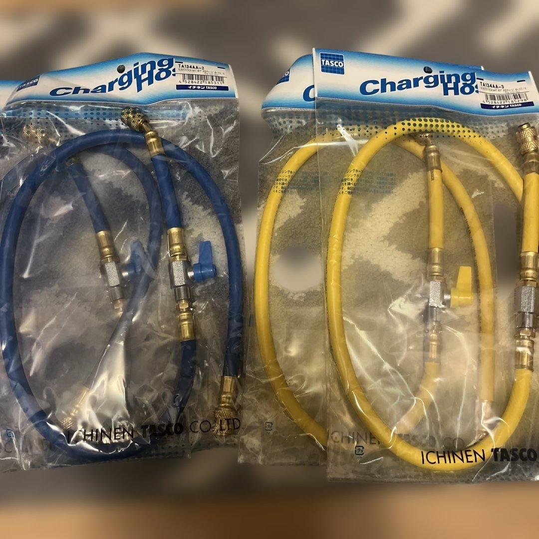 TASCO バルブ付きチャージホース1/4 92cm青2本 黄2本 - メルカリ