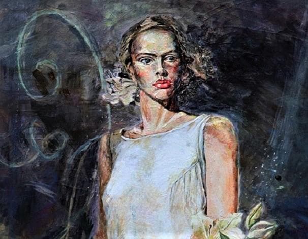 行縄博文 F15号 スポットライトの美女 ル サロン出品のフランス画壇活躍