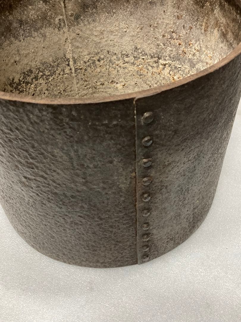 K)希少 時代物 レトロ 金塗り 火鉢 炭盆 鉄製 金属工芸 骨董品 古美術