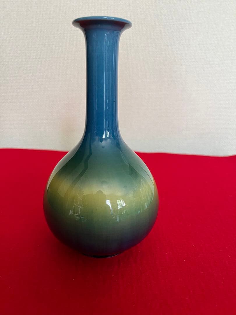 柳雨軒 三代 人間国宝 徳田八十吉（正彦銘）碧明釉 壺 約15.5㎝ T222