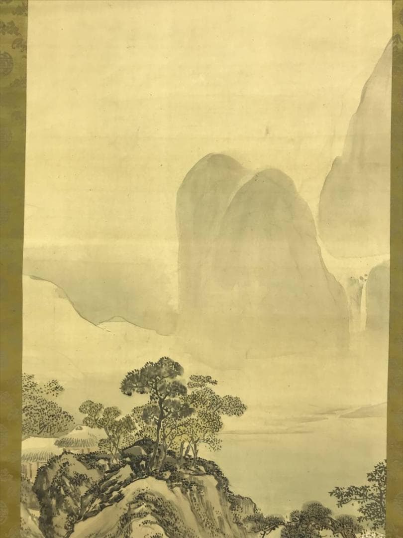 作者不詳/梅花山水図/山水図/春景山水図/掛軸☆宝船☆AD-453