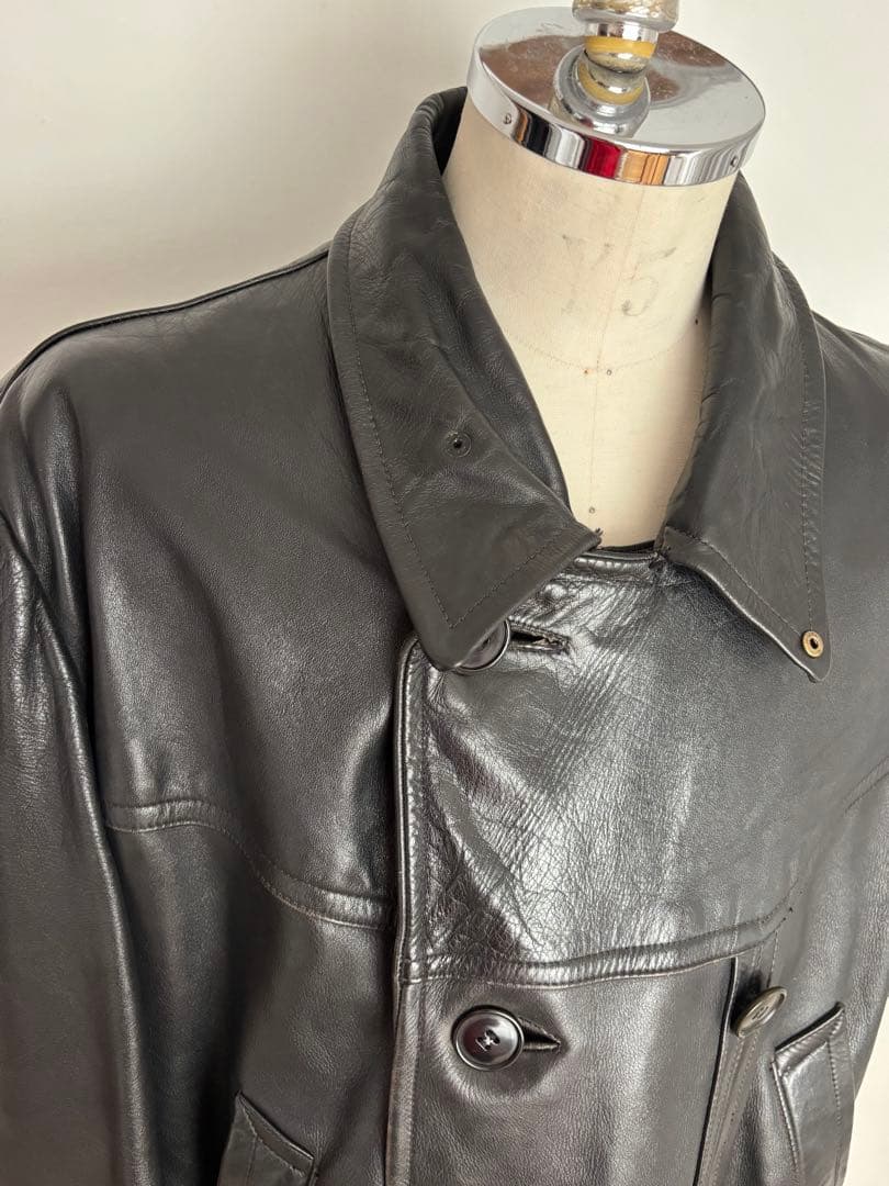 コルビジェジャケット　50〜60Sレザー ダブルブレスト　ユーロビンテージ　黒
