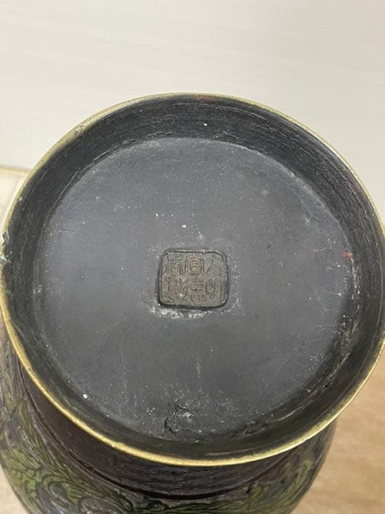 中国古美術 明時代七宝焼壺 古銅製4.4キロ