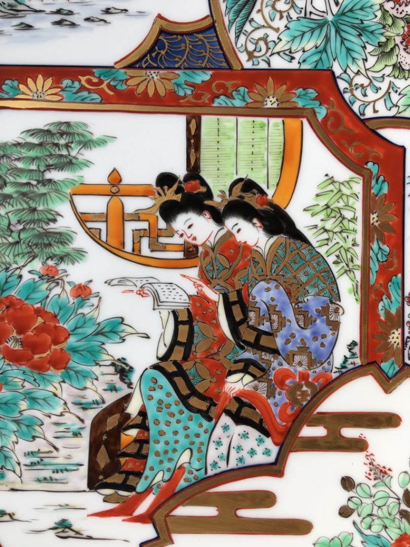 錦間取絵尺5額皿 龍志 有田焼 美術品