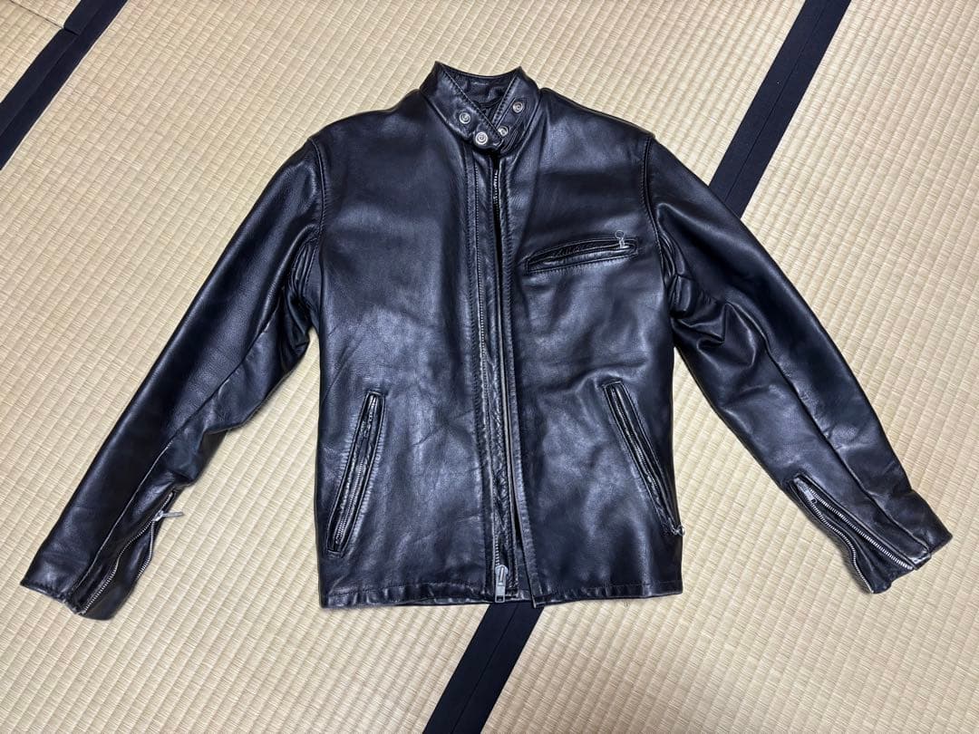 Schott ブラックレザーシングルライダース 34