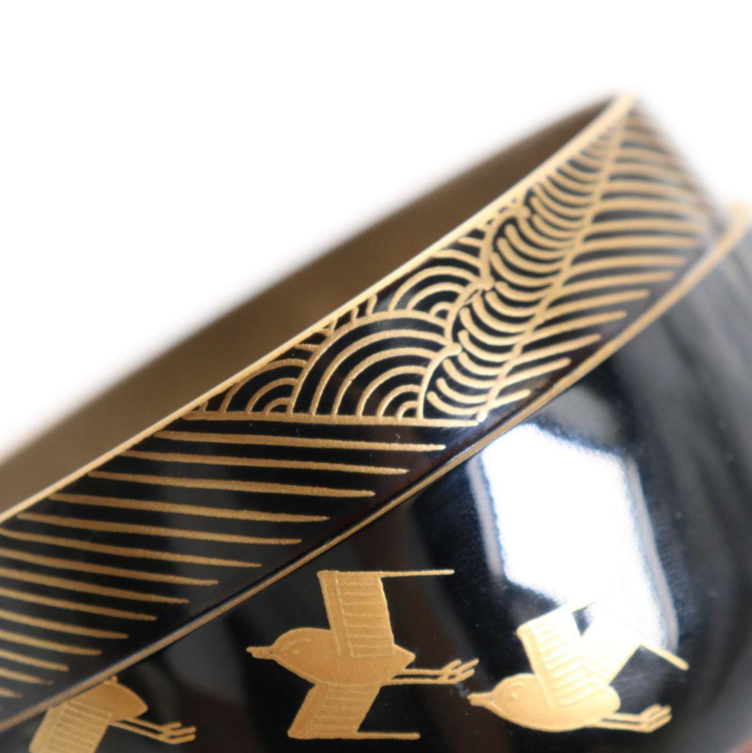 田崎昭一郎作 輪島塗 櫛千鳥蒔絵 平棗 内銀溜 村上宗信書付