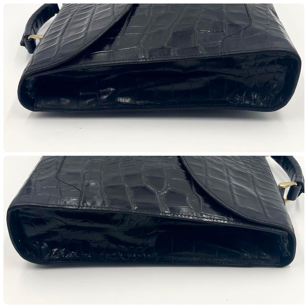 【極美品】BALLY クロコ型押しレザー ビジネスバッグ ブリーフケース A4可