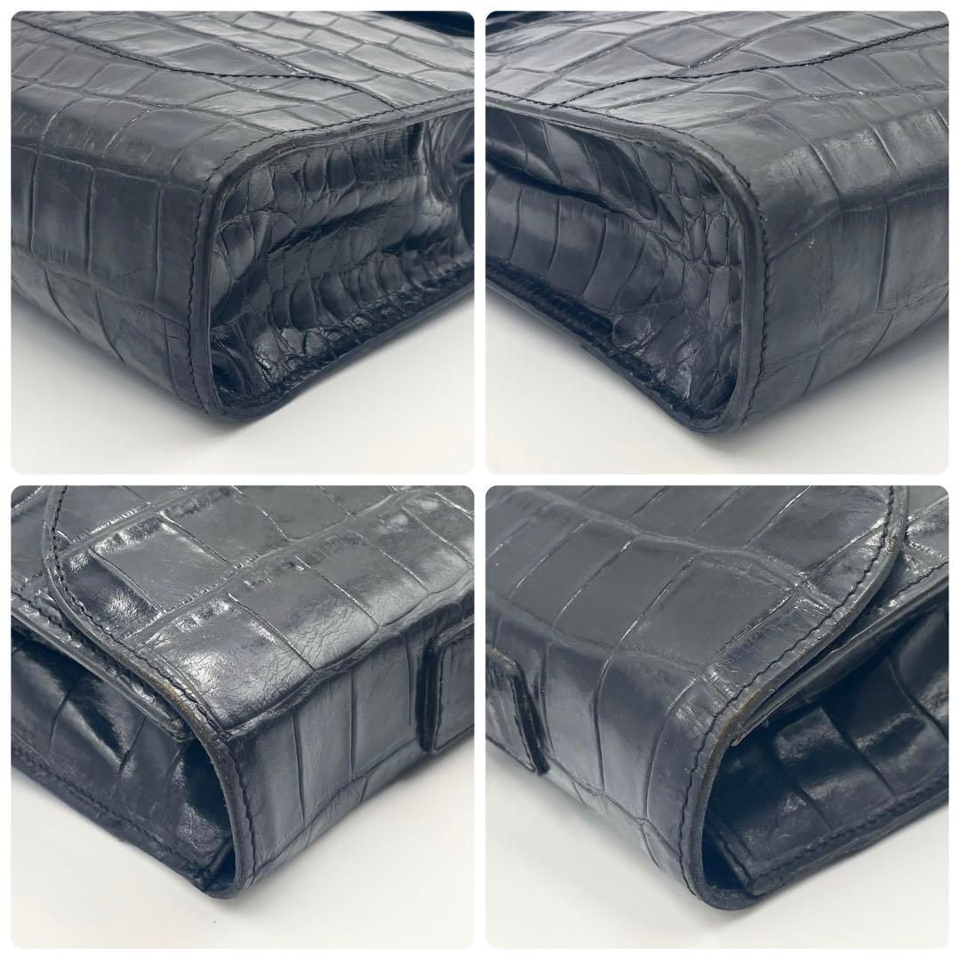 【極美品】BALLY クロコ型押しレザー ビジネスバッグ ブリーフケース A4可