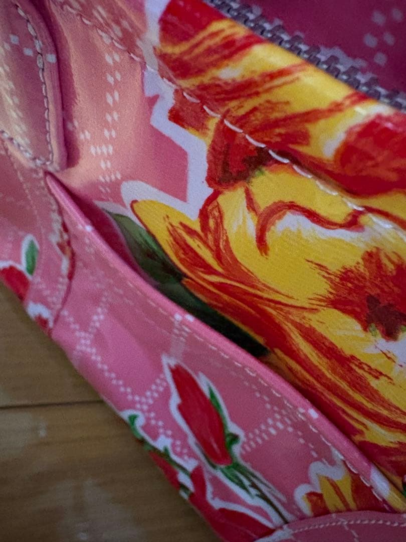 コムデギャルソンガール　ピンク花柄バッグ