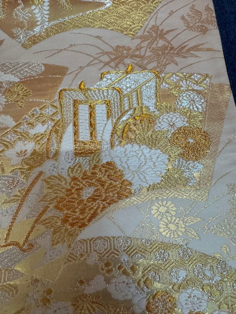1929 袋帯 古代彫金紋 西陣織 金糸 高級上質上品 約440cm未使用の通販
