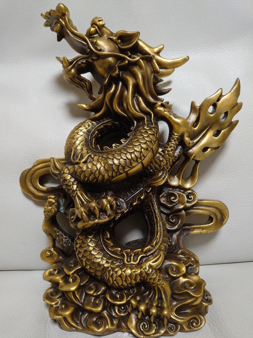 開運 龍神 龍 雲龍 ブロンズ製（真鍮製）置き物の通販はau PAY