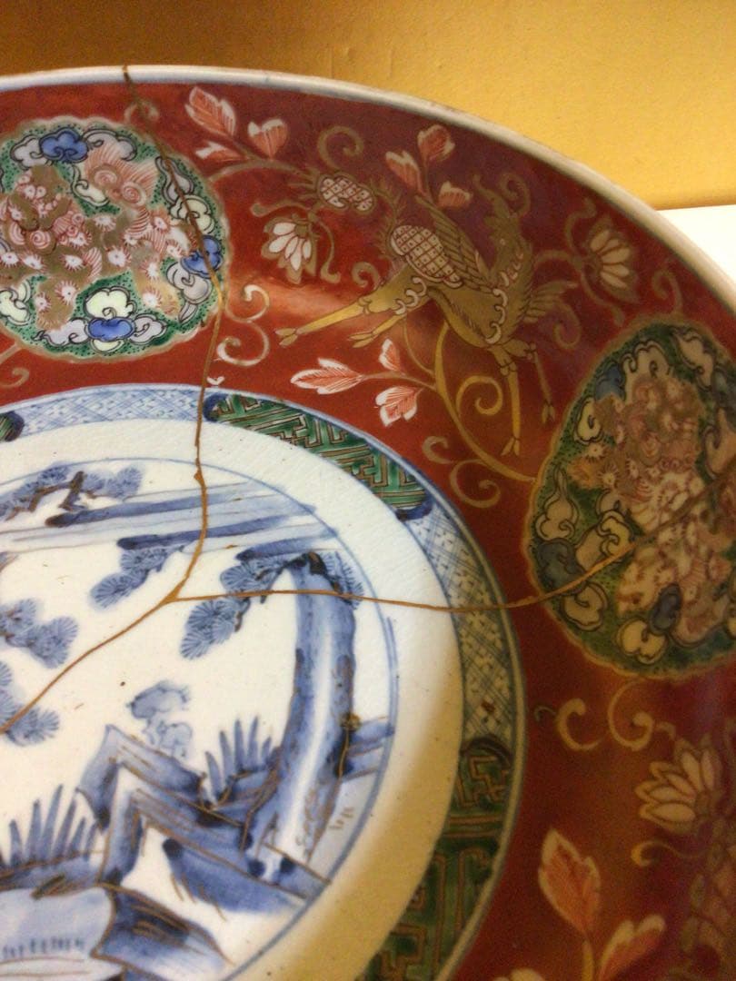 古九谷 三ツ鉢 木箱付き 古九谷 三ツ鉢 木箱付き