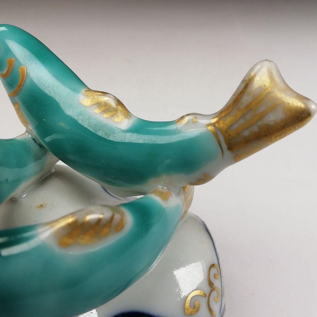 Ｔ７９４　蓋置　『色絵　鮎』『高野昭阿弥 造』　共箱　茶道具