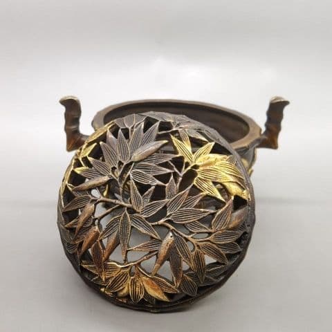 銅製 重工 彫刻 竹の香り炉 茶道具 香道具 装飾品 工芸品 美術品