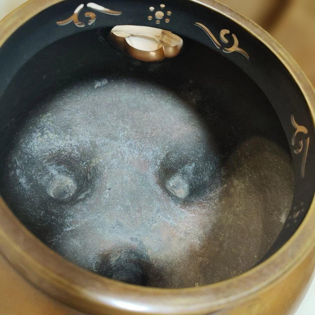 茶道具 釜 茶釜 唐金 鬼面風炉 丸釜 箱付き - メルカリ