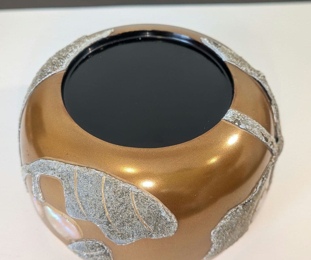 粉溜水葵蒔絵』 新家新斉 平棗 茶道具 茶器 新斎 螺鈿 金