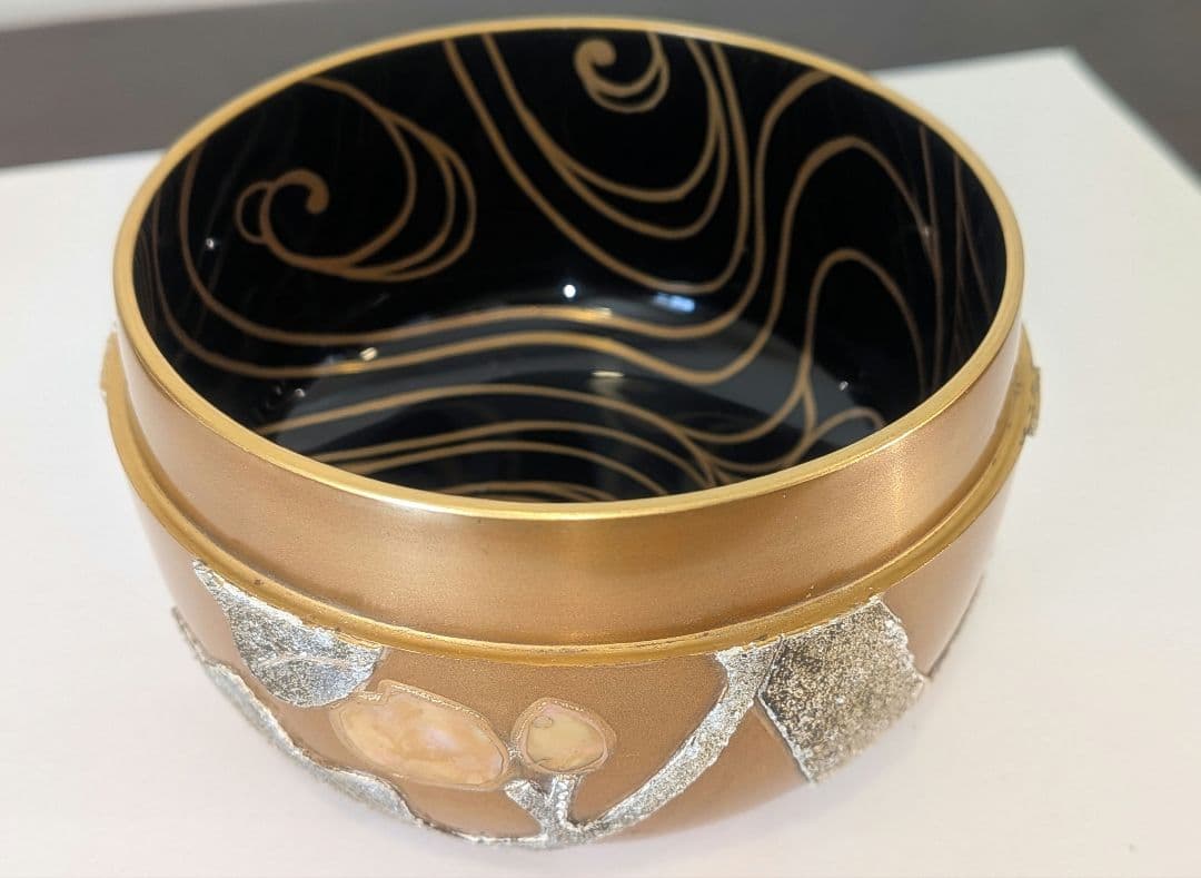 粉溜水葵蒔絵』 新家新斉 平棗 茶道具 茶器 新斎 螺鈿 金